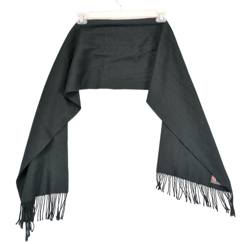 Vintage Berkshire Made in Italy Black Fringe Scarf Acrylic Men/Women Winter Wrap